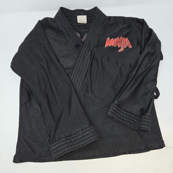 Vintage Ninja Uniform Gi Top Size 8-10 Wormser Co. Black Red Graphics 1985 - Picture 1 of 10